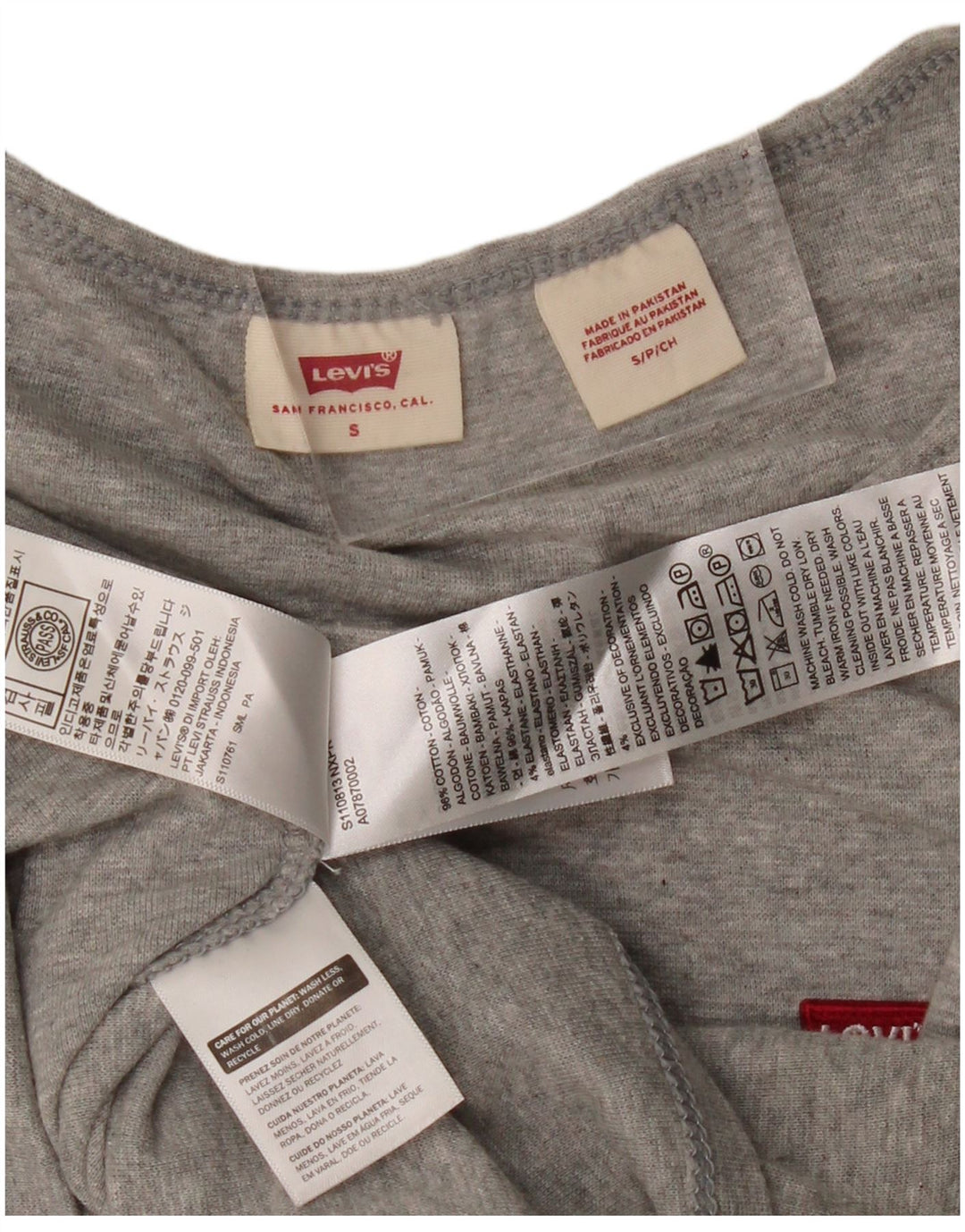 Levi's Dametop Langærmet UK 10 Lille Grå Bomuld
