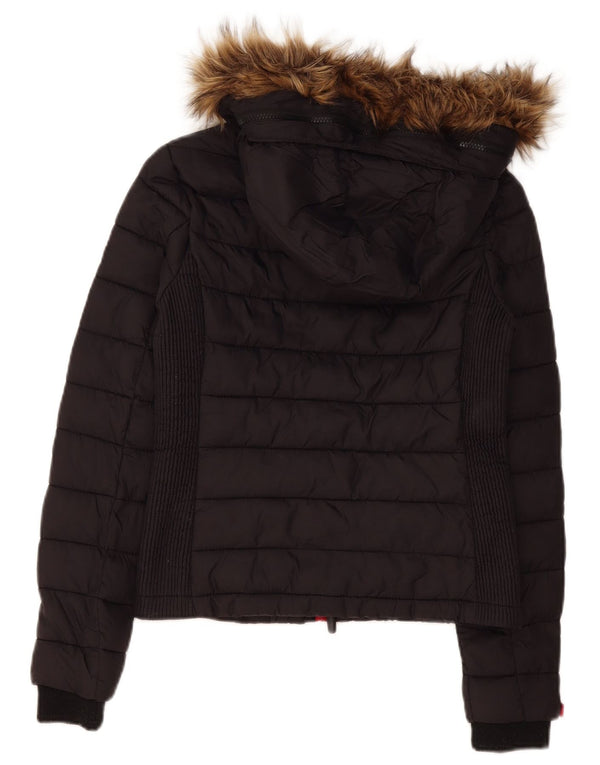 Superdry Polstret hættejakke til kvinder UK 10 Lille sort polyester