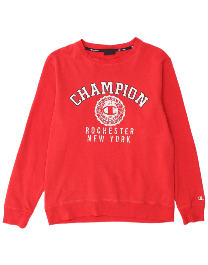 Champion Herre Grafisk Sweatshirt Jumper Medium Rød Polyester