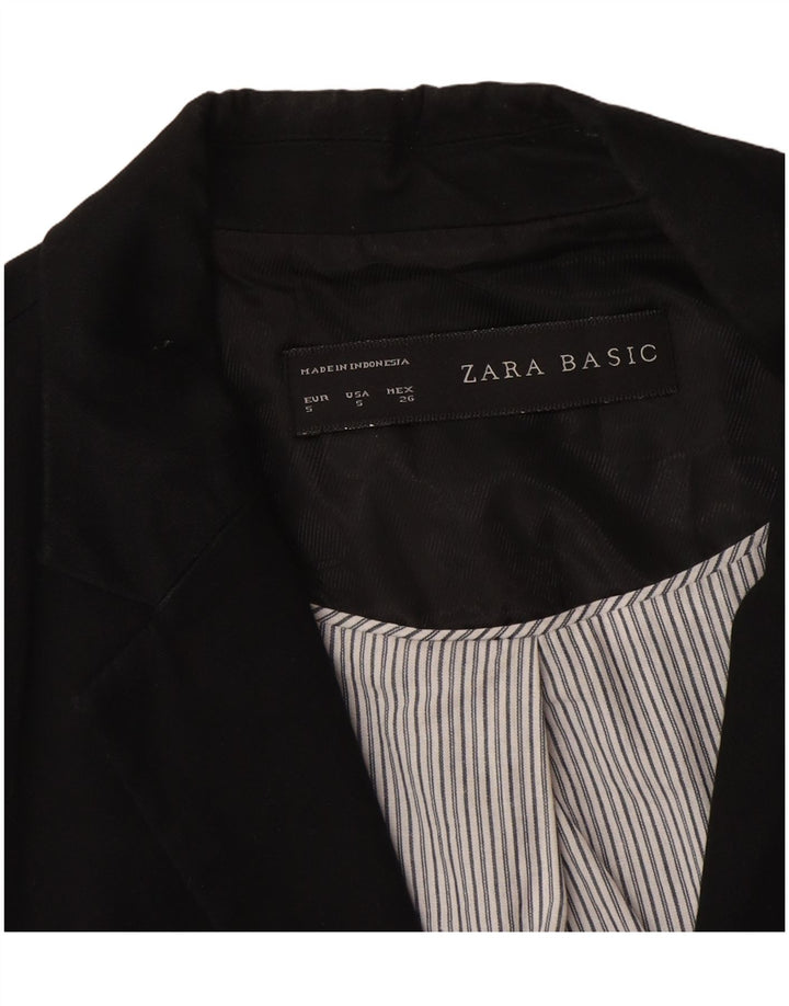 Zara Dame 1 Knap Blazer Jacket UK 10 Lille Sort