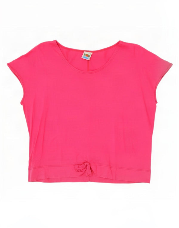 Vintage Dame Crop T-Shirt Top IT 46 Stor Pink Bomuld