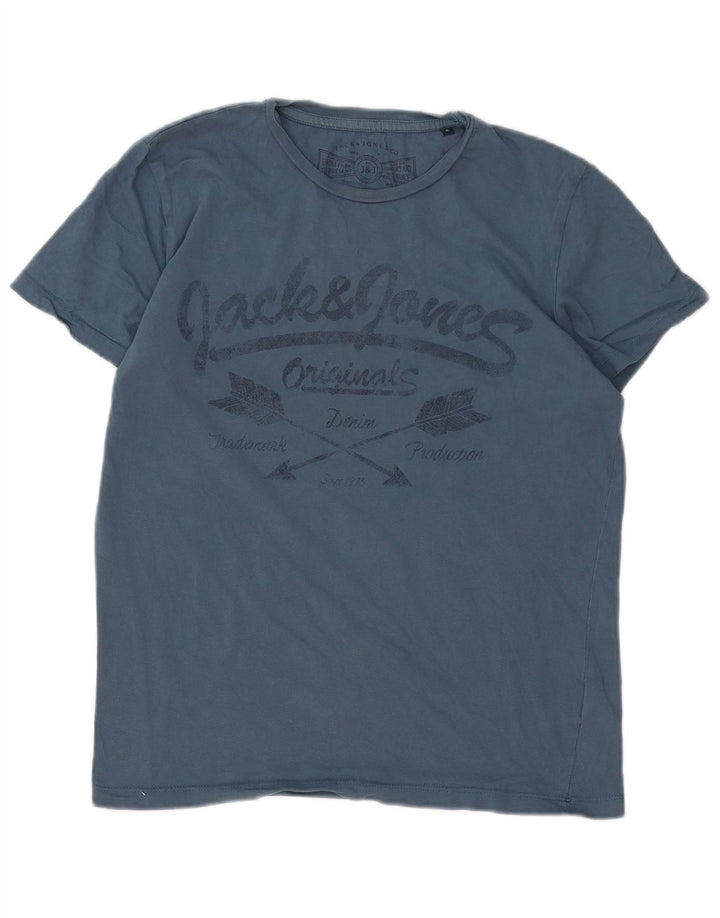 Jack & Jones Herre grafisk T-shirt top lille blå bomuld