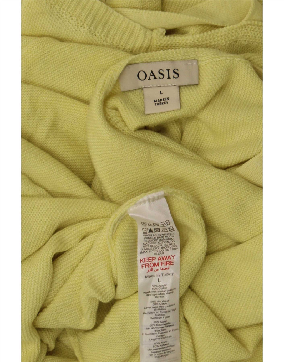 Oasis Dame Oversized Bluse Top UK 16 Stor Gul Akryl
