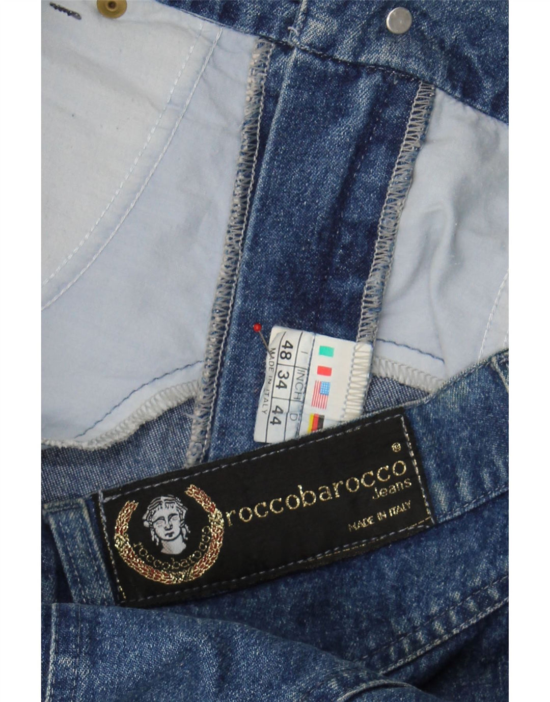 ROCCOBAROCCO Womens Denim Skirt W34 Large Blue Cotton Vintage Roccobarocco and Second-Hand Roccobarocco from Messina Hembry 