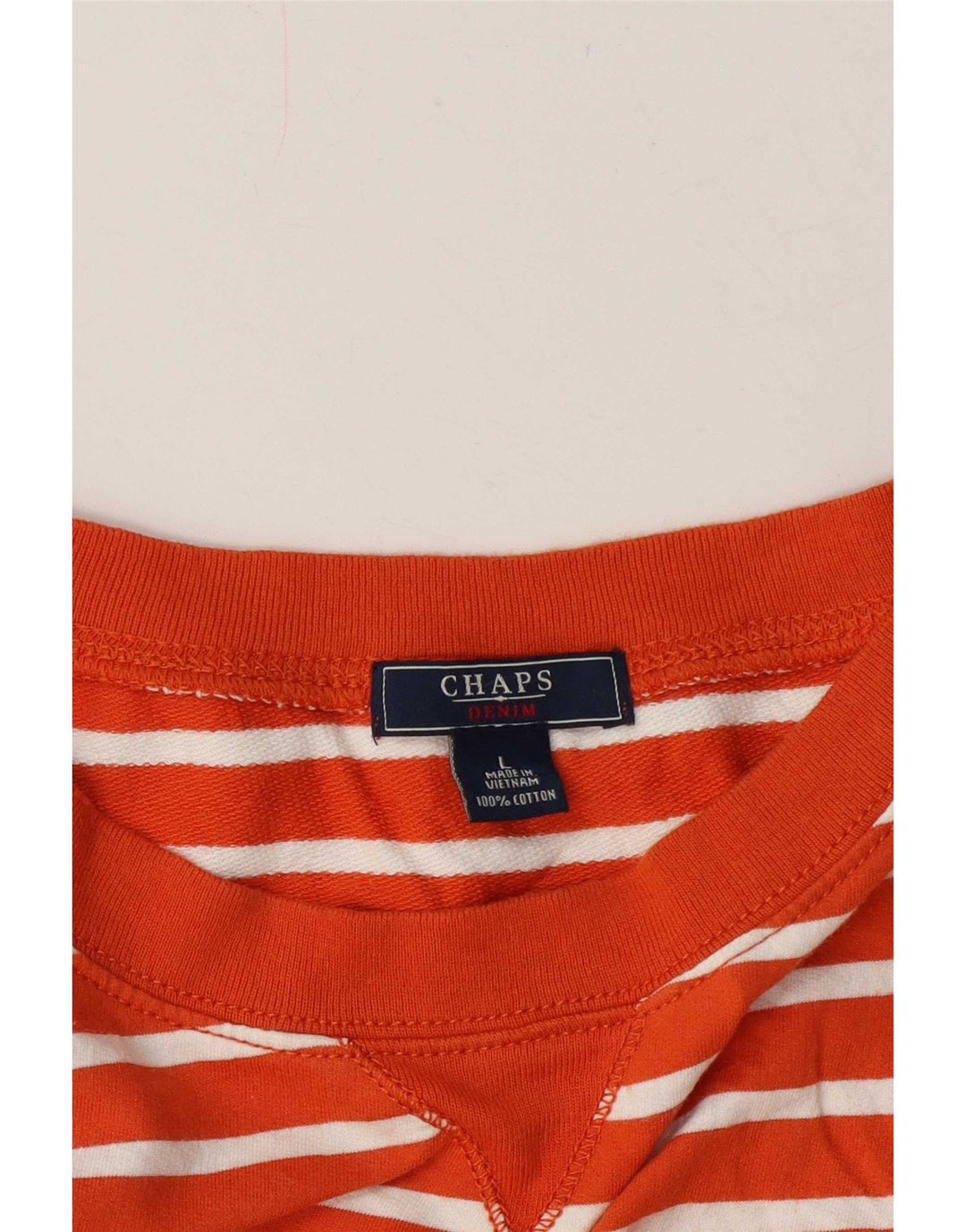 Chaps Dame Sweatshirt Jumper UK 16 Stor orange stribet bomuld