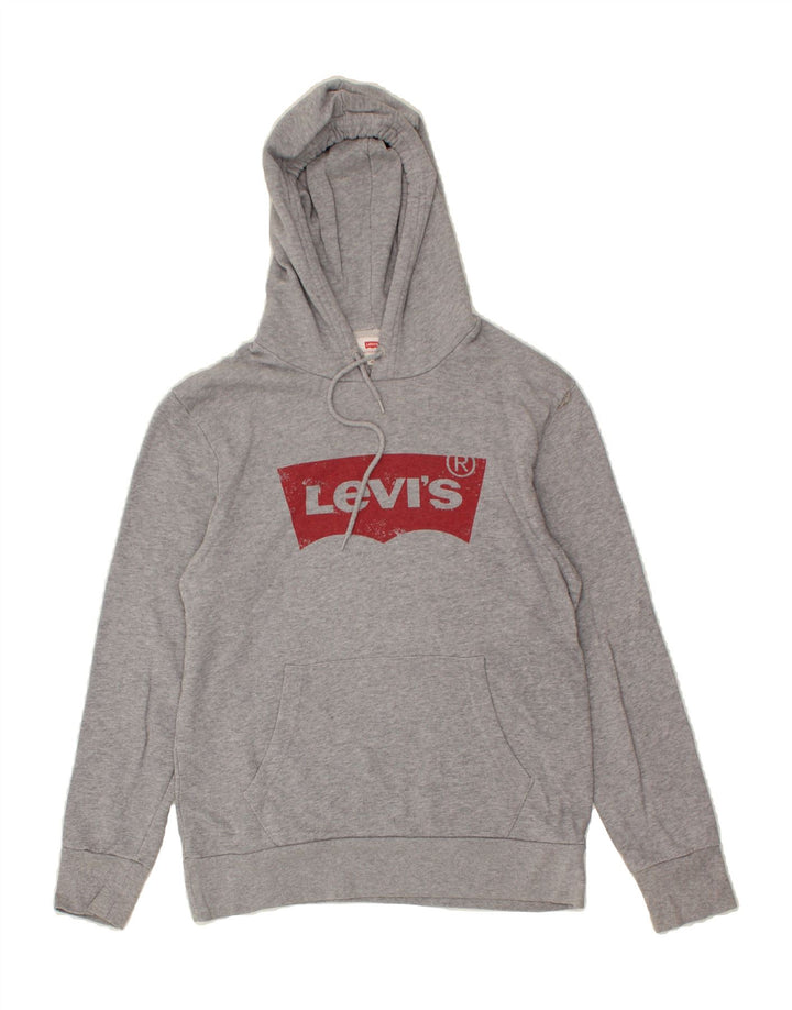 LEVI'S Mens Graphic Hoodie Jumper Small Grey Cotton Vintage Levi's and Second-Hand Levi's from Messina Hembry 