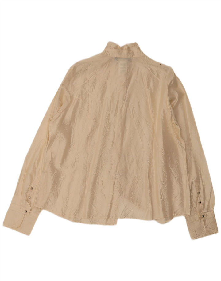Marina Rinaldi Dame Oversized skjortebluse Størrelse 27 Stor Beige Silke