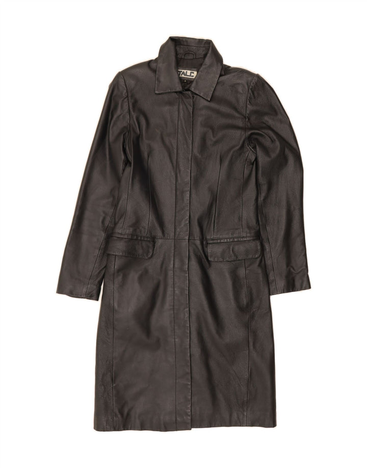 VINTAGE Womens Leather Coat UK 8 Small  Black Leather Vintage Vintage and Second-Hand Vintage from Messina Hembry 