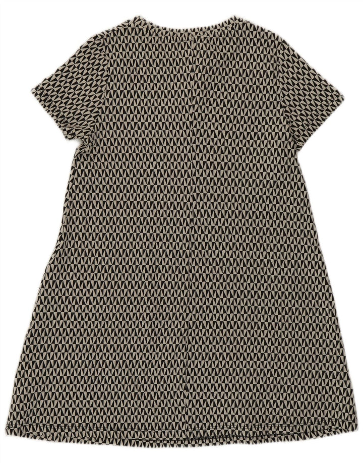 Zara Dame A-Line Kjole UK 12 Medium Sort Geometrisk Bomuld
