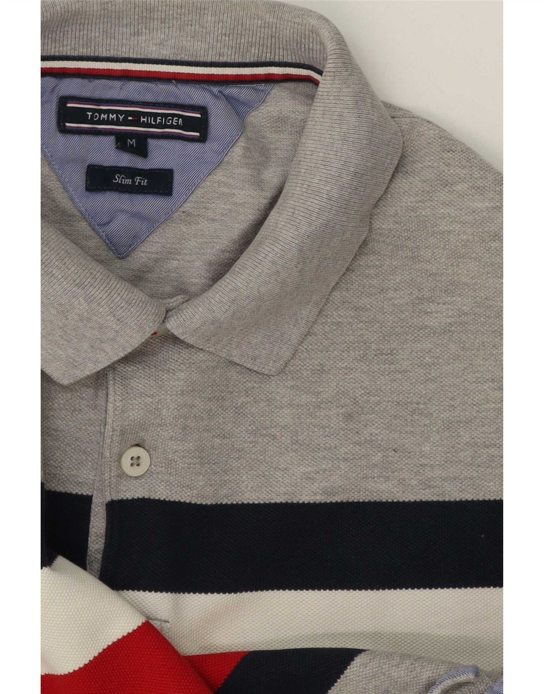 Tommy Hilfiger Herre Slim Fit Polo Shirt Medium Grey Colourblock