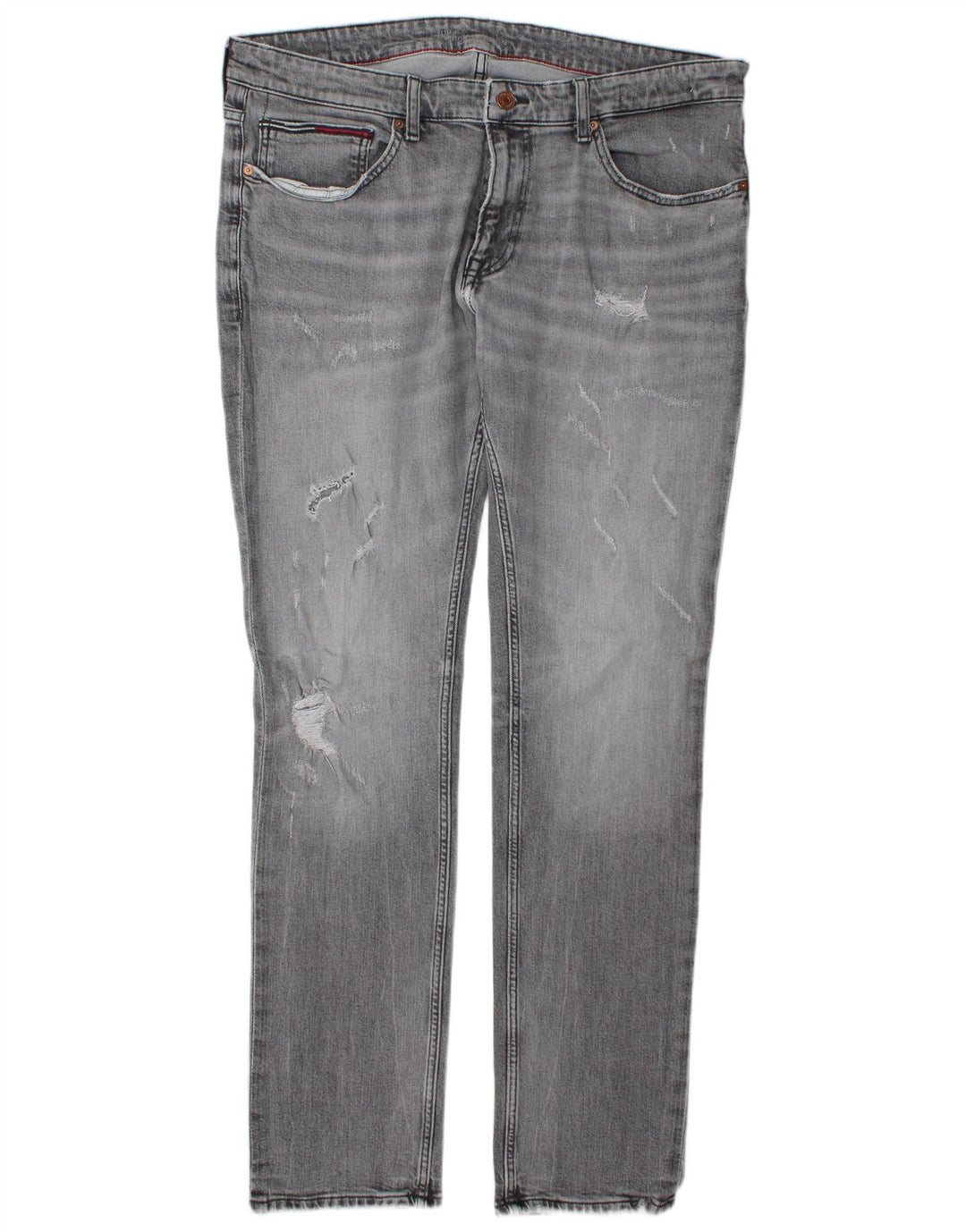 Tommy Hilfiger Herre Distressed Slim Jeans W38 L34 Grå Bomuld