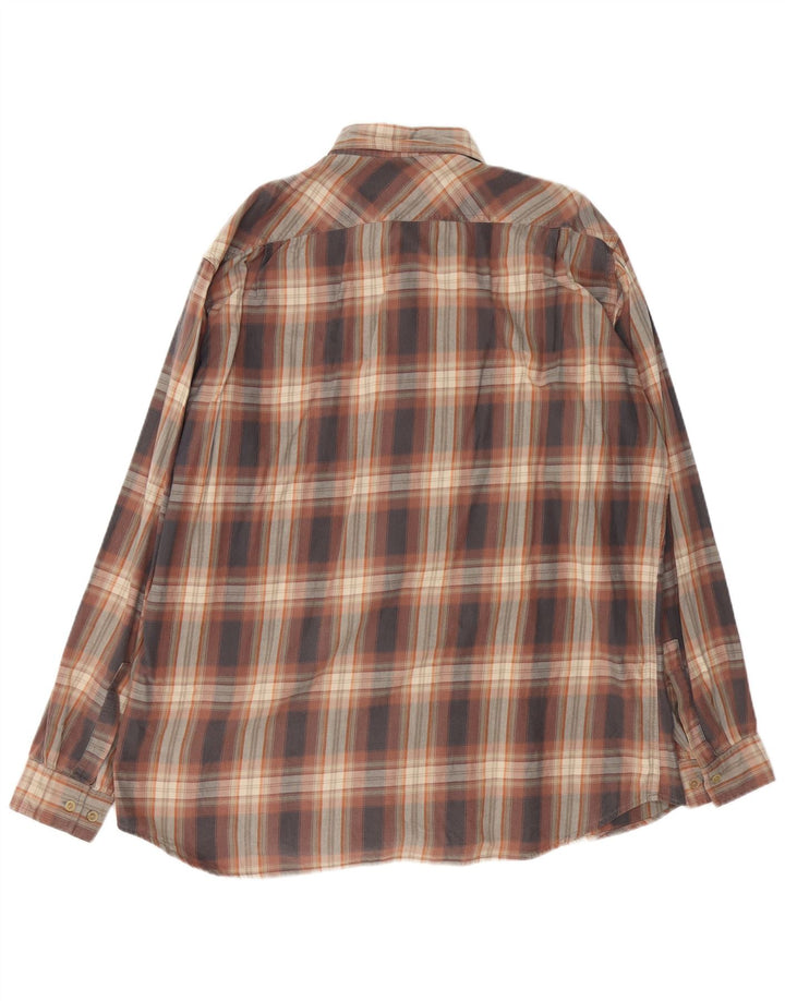 MARLBORO CLASSICS Flanelskjorte til mænd XL Brun Plaid Bomuld