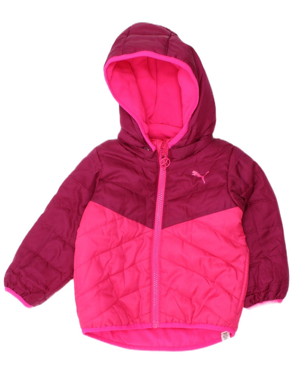 Puma Baby Girls Hættejakke quiltet 6-9 måneder Pink Colourblock Polyester