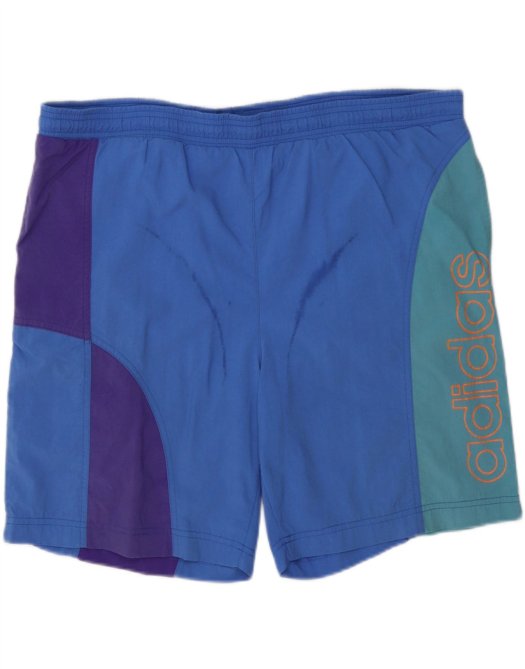 ADIDAS Mens Graphic Sport Shorts Medium  Blue Colourblock Polyamide Vintage Adidas and Second-Hand Adidas from Messina Hembry 