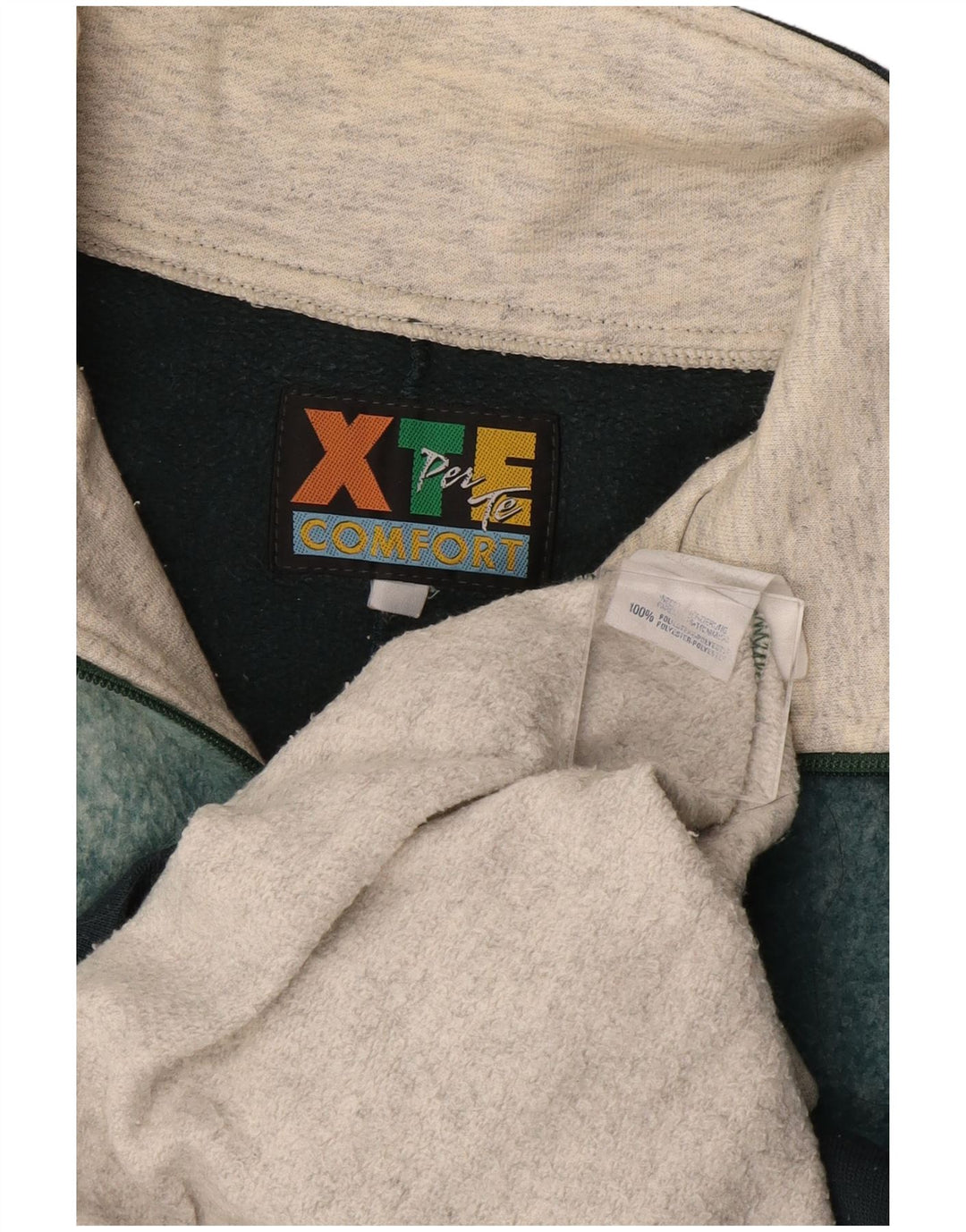 EXTE Herre grafisk zip-hals sweatshirt jumper stor grå farveblok