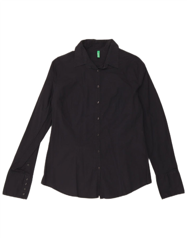Benetton Dameskjorte UK 16 Stor Sort Bomuld