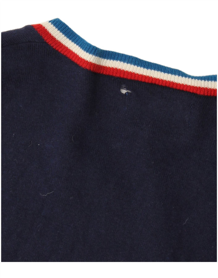 Adidas Mens V-Neck Jumper Sweater Small Navy Blue Cotton