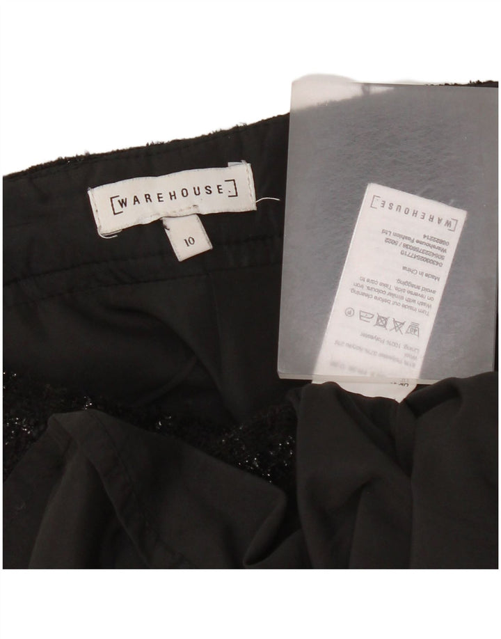 Warehouse Dame Mini-nederdel UK 10 Small W28 Black Check Polyester