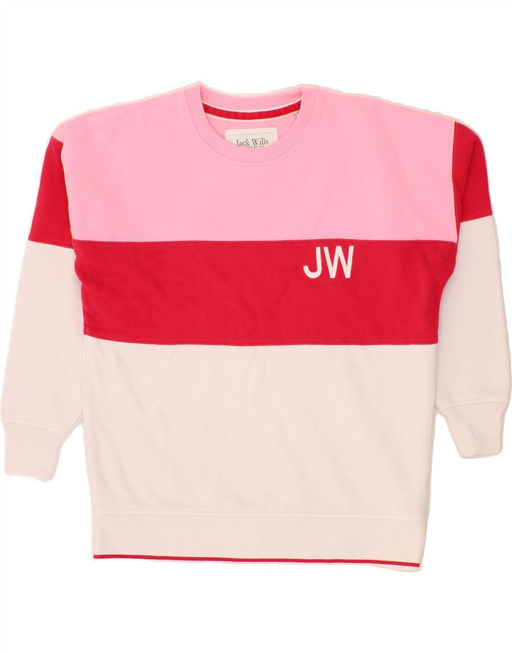JACK WILLS Womens Oversized Sweatshirt Jumper UK 10 Small  Pink Vintage Jack Wills and Second-Hand Jack Wills from Messina Hembry 