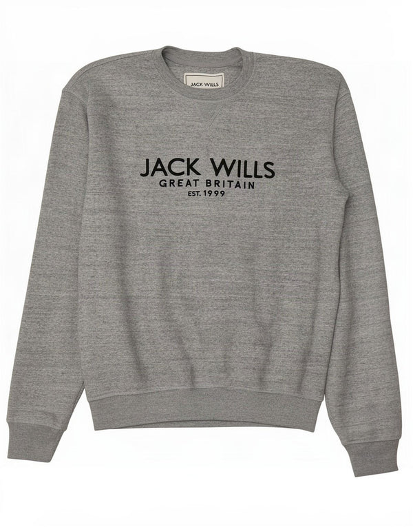 Jack Wills Herre Grafisk Loose Fit Sweatshirt Jumper XS Grå Flecked Bomuld