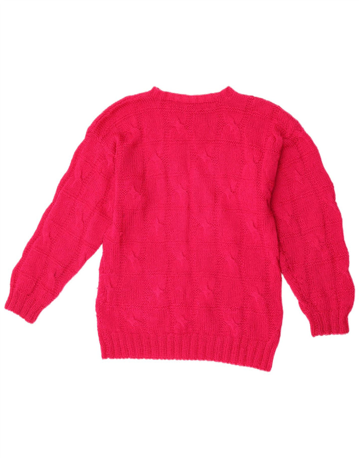 Vintage dame sweater med rund hals DK 16 stor pink