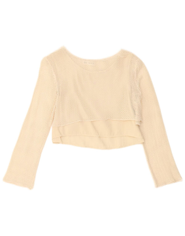 Zara Girls Crop Hæklet Top Langærmet 13-14 år Beige Bomuld