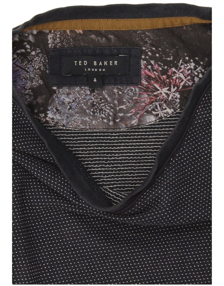 Ted Baker Herre T-Shirt Top Størrelse 4 Large Marineblå Bomuld
