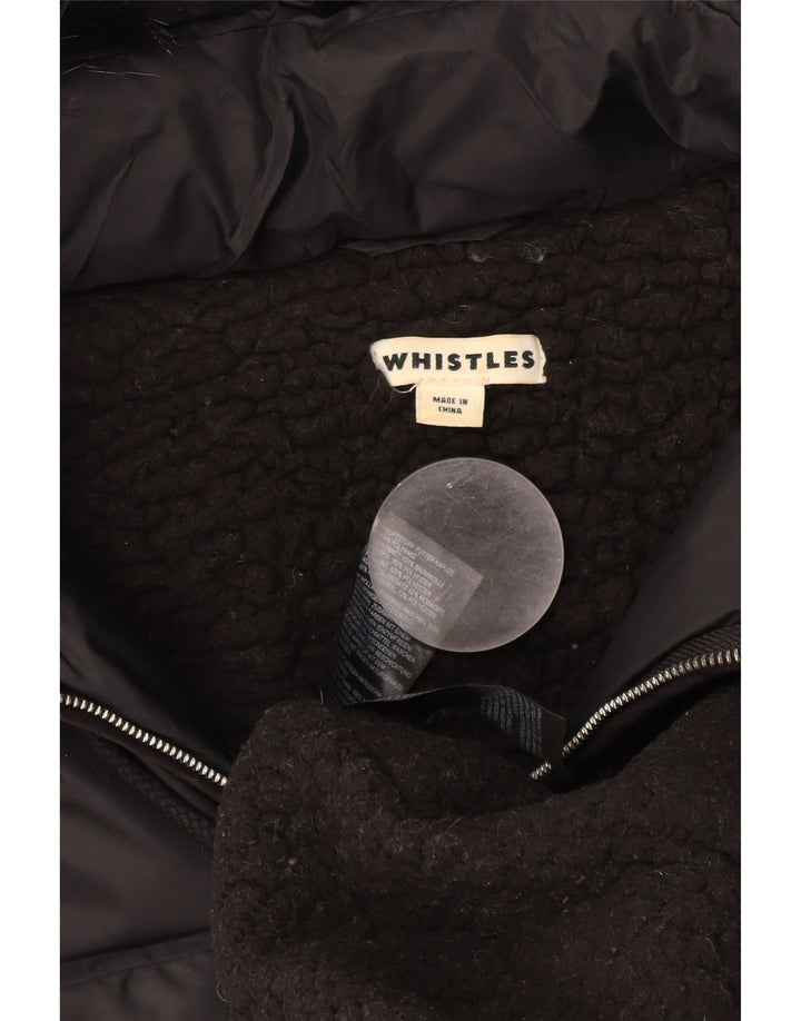 Whistles Dame Hætte Polstret Frakke UK 14 Medium Sort Polyamid