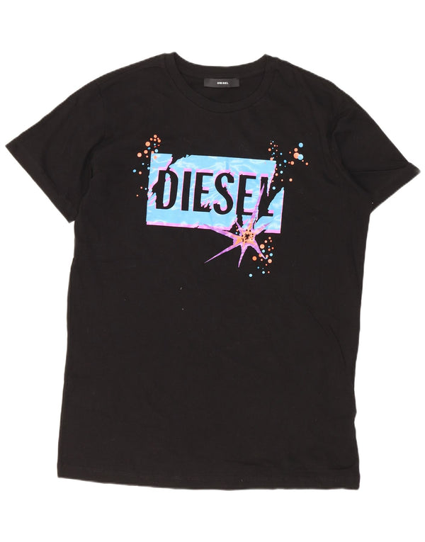 Diesel Herre grafisk T-shirt Top Lille sort bomuld