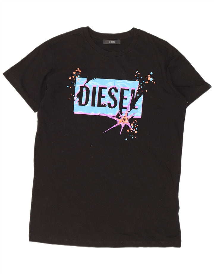 Diesel Herre grafisk T-shirt Top Lille sort bomuld
