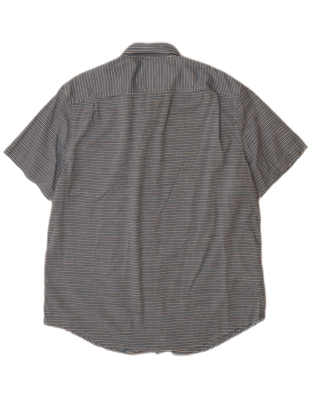 PENGUIN Herre kortærmet skjorte Stor blå nålestribet bomuld