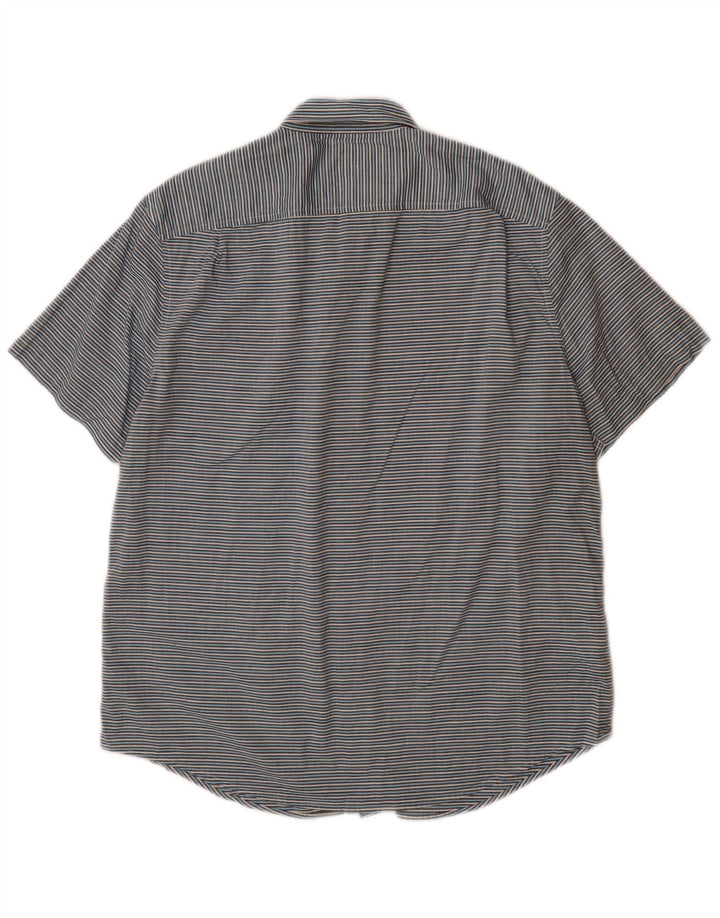 PENGUIN Herre kortærmet skjorte Stor blå nålestribet bomuld