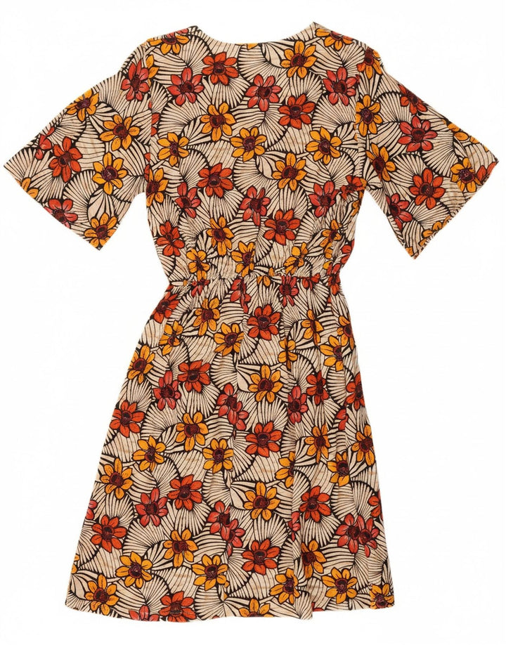 ANGELA DAVIS Womens A-Line Dress UK 12 Medium Beige Floral