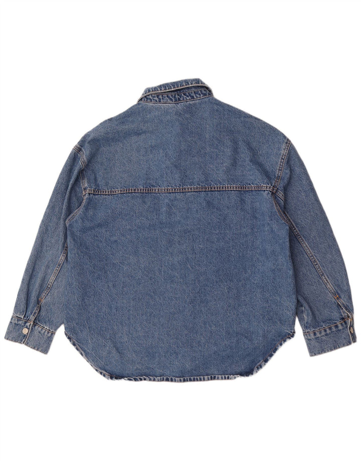 Zara Dame Asymmetrisk Oversized Denim Shirt UK 18 XL Blå
