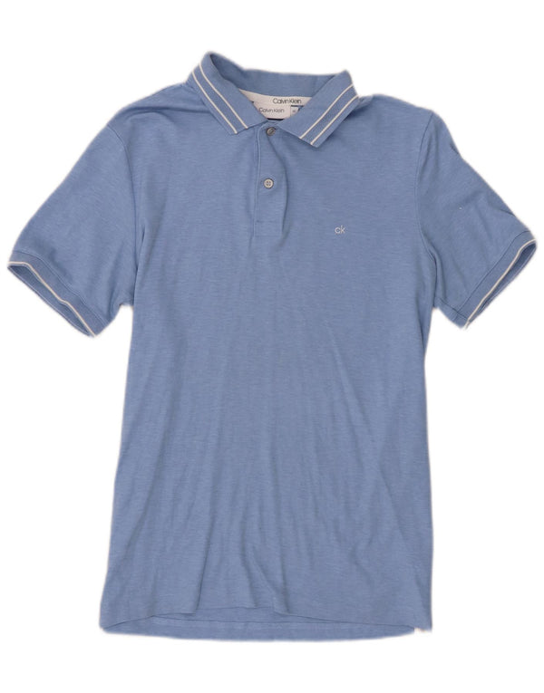 Calvin Klein Herre Slim Fit Polo Shirt XS Blå Stribet Bomuld