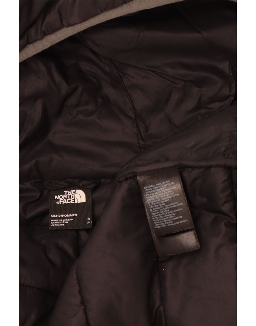 THE NORTH FACE Herre hættepolstret jakke UK 36 Lille sort nylon