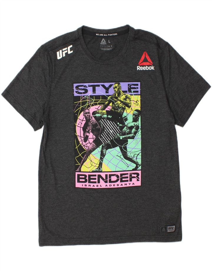 Reebok Herre Grafisk T-Shirt Top Stor Grå Polyester