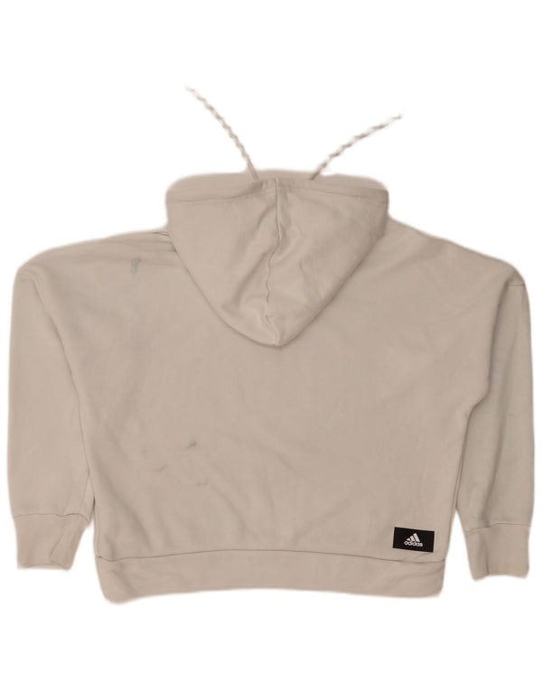 Adidas Dame Oversized Crop Graphic Hoodie Jumper UK 8/10 Small White