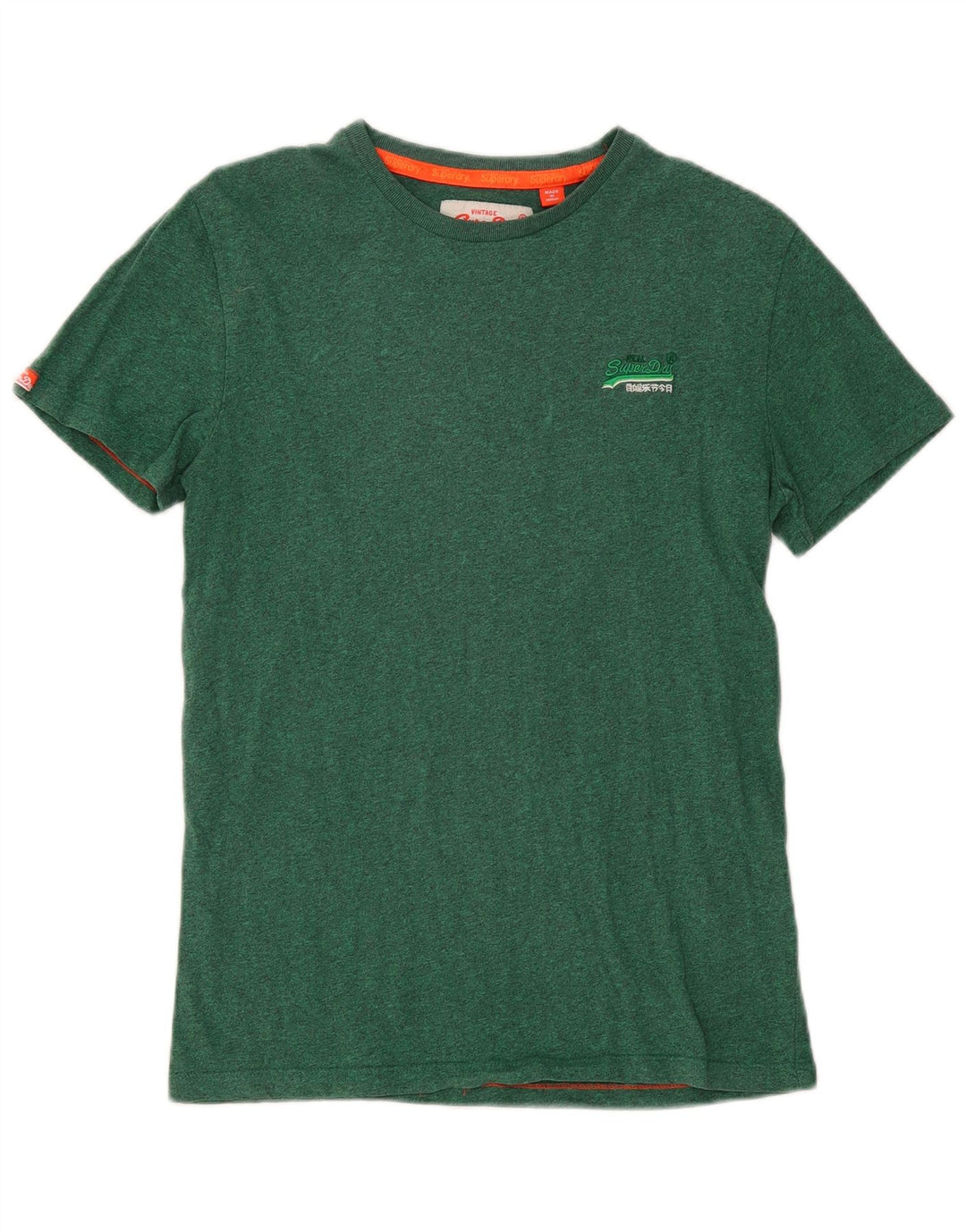 Superdry T-shirt top til mænd, lille grøn flækket bomuld