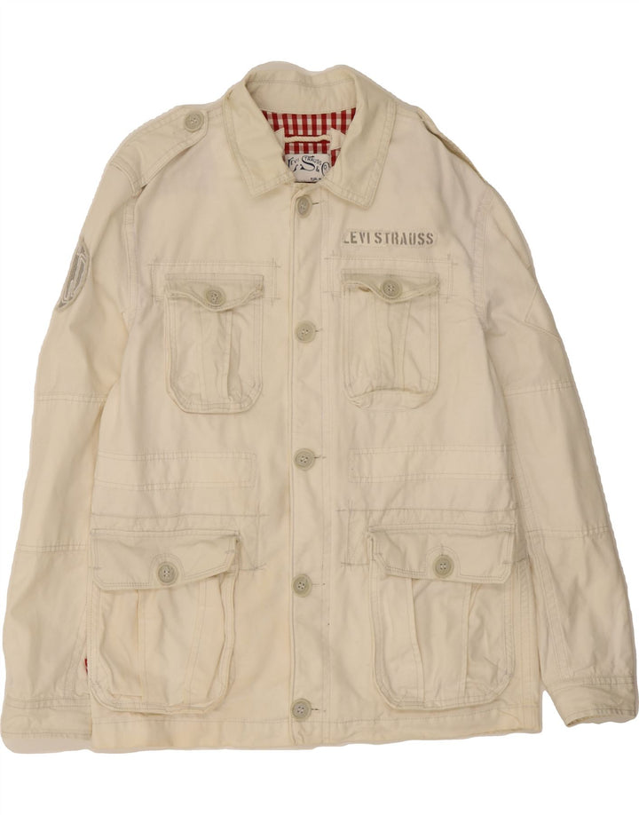LEVI'S Mens Utility Jacket UK 38 Medium Off White Cotton Vintage Levi's and Second-Hand Levi's from Messina Hembry 