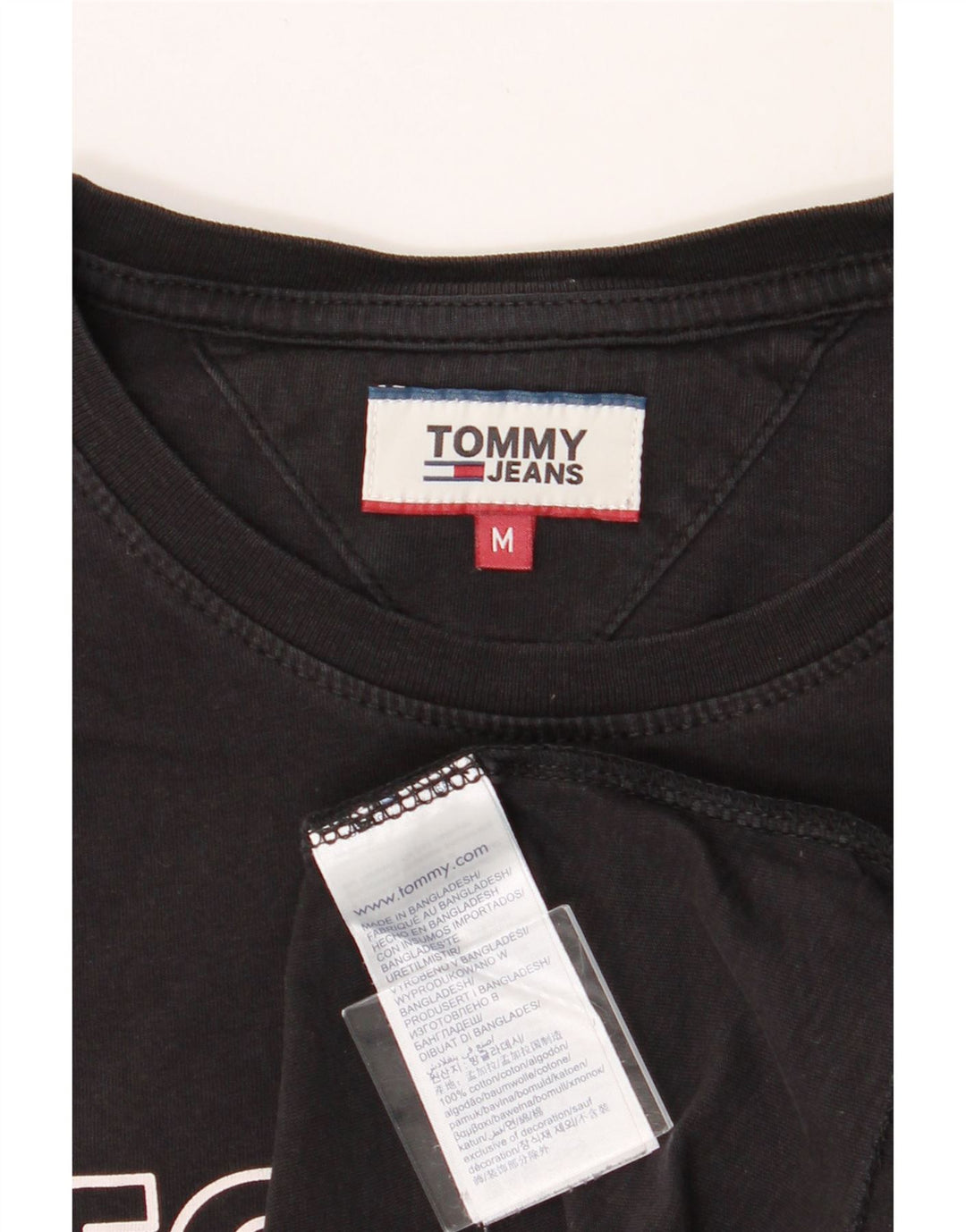 TOMMY HILFIGER Mens Graphic T-Shirt Top Medium Black Cotton Vintage Tommy Hilfiger and Second-Hand Tommy Hilfiger from Messina Hembry 