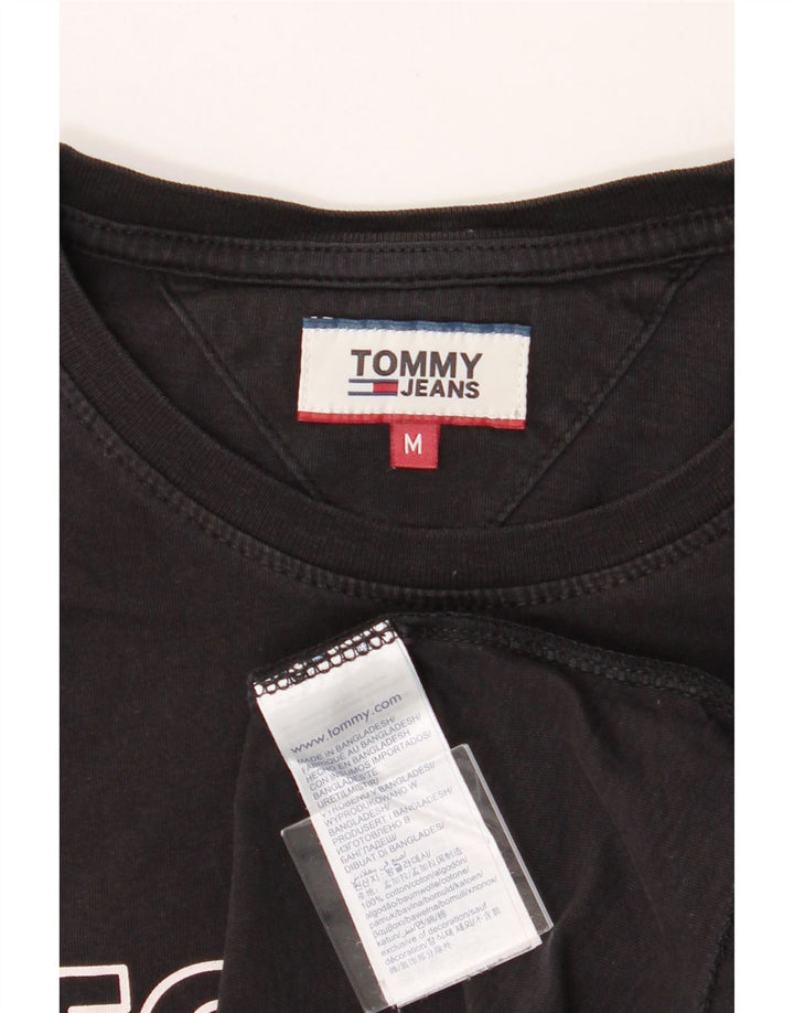 TOMMY HILFIGER Mens Graphic T-Shirt Top Medium Black Cotton Vintage Tommy Hilfiger and Second-Hand Tommy Hilfiger from Messina Hembry 
