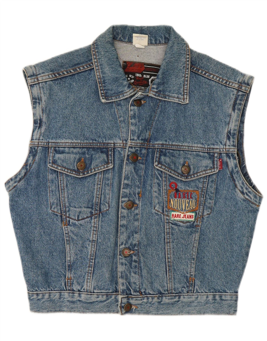 Casucci Womens Crop Oversized Denim Gilet IT 34 2XS Blå Bomuld