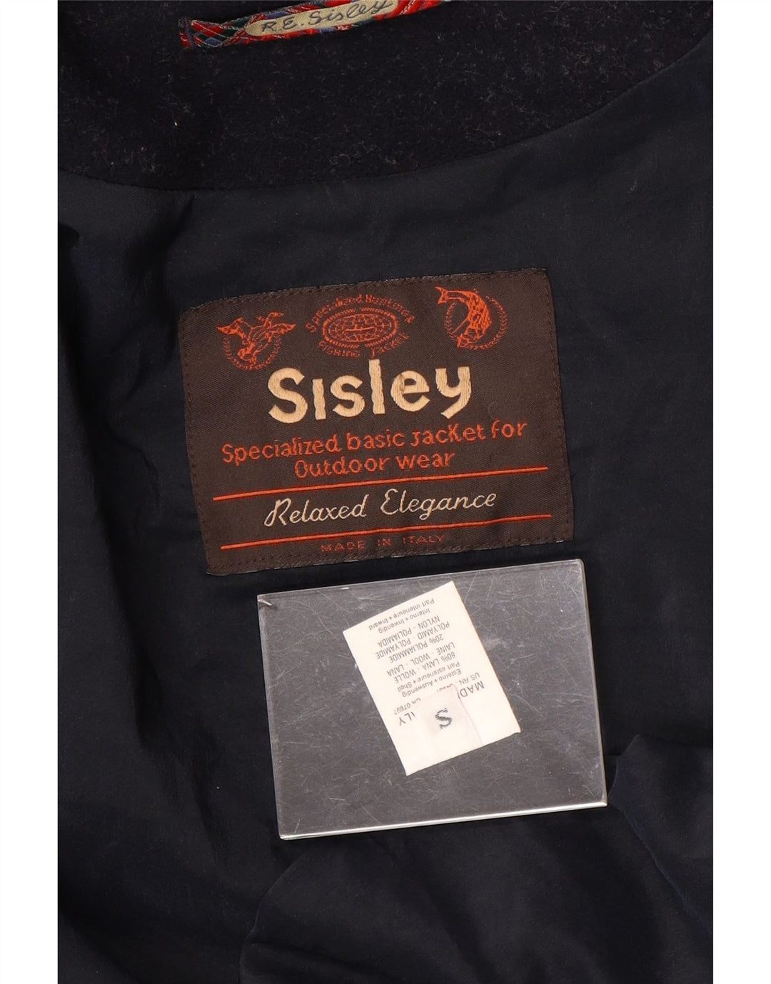 Sisley Herre Relaxed Elegance Duffle Coat med hætte UK 36 Lille marineblå uld