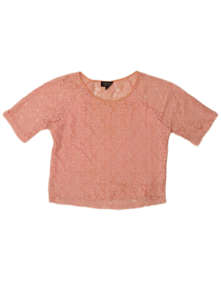 Topshop Dame Blondebluse Top UK 8 Small Pink Floral Polyester