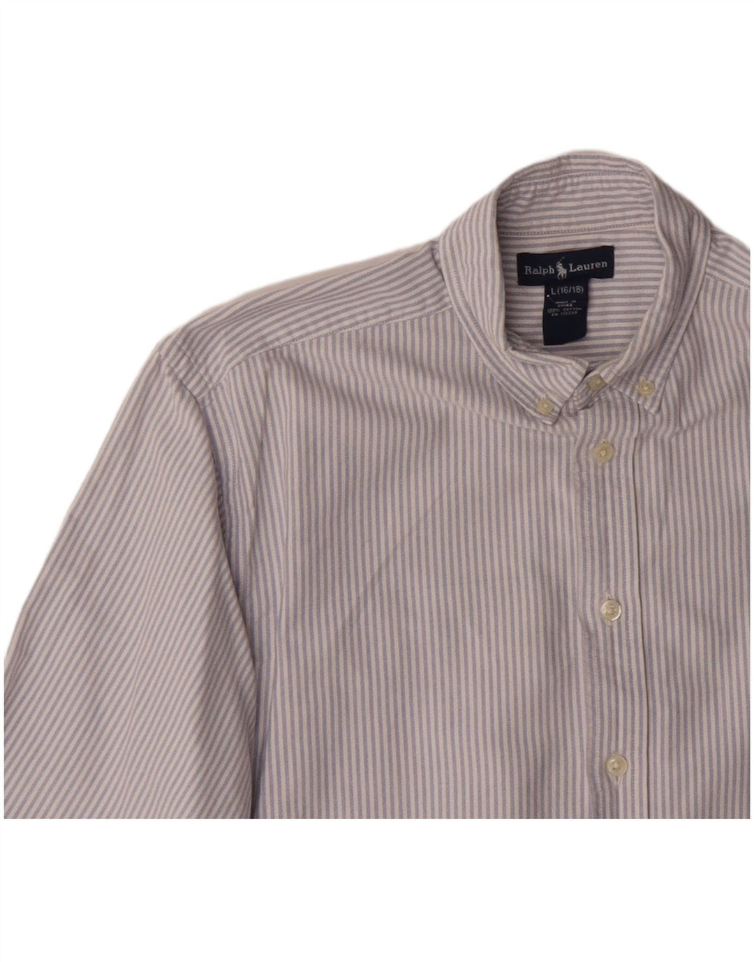 RALPH LAUREN Drengeskjorte 15-16 år Stor blå nålestribet bomuld