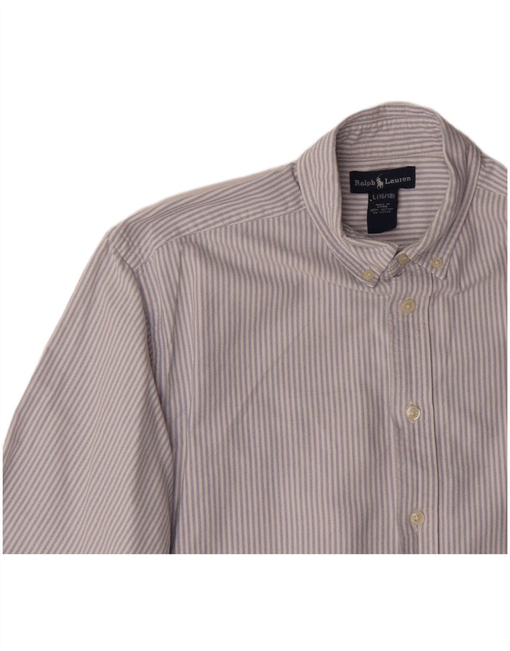 RALPH LAUREN Drengeskjorte 15-16 år Stor blå nålestribet bomuld