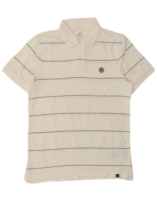 Nike herre poloshirt Medium hvid stribet bomuld