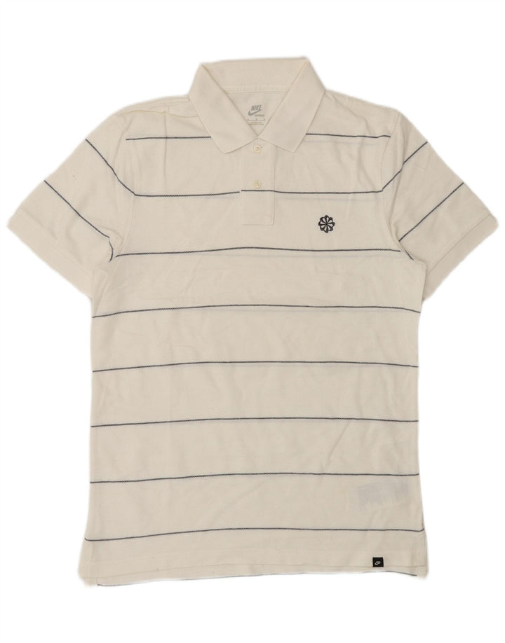 Nike herre poloshirt Medium hvid stribet bomuld