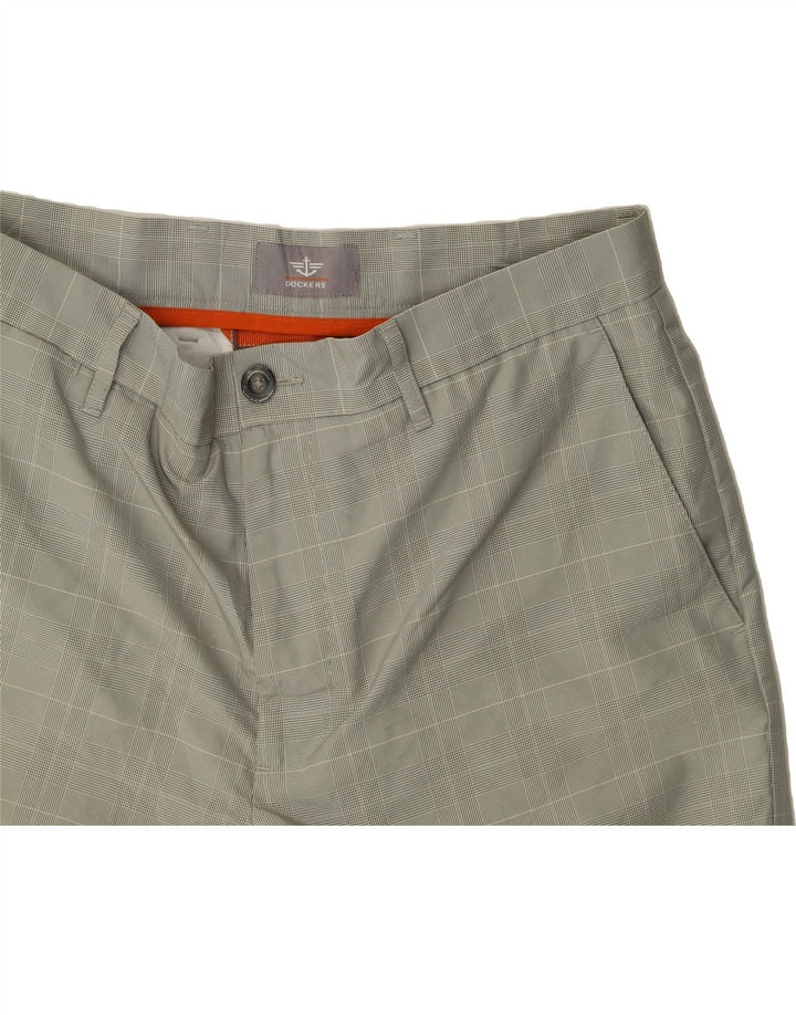 DOCKERS Mens Chino Shorts W32 Medium Grey Houndstooth Polyester Vintage Dockers and Second-Hand Dockers from Messina Hembry 